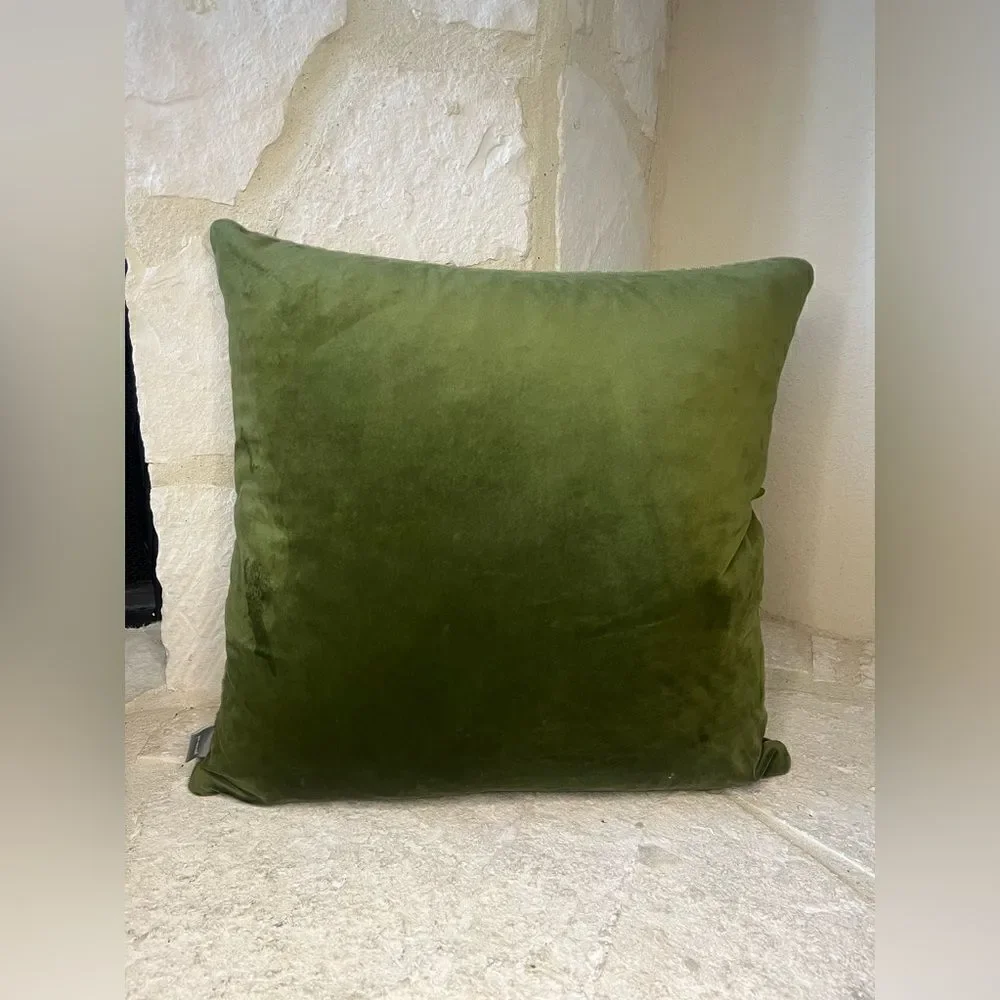 PAD Home Design Germany olive sage green & beige accent feather Pillow
